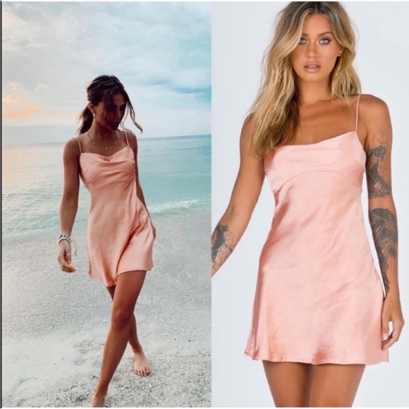 Princess Polly Dresses & Skirts - Princess Polly Fiery Feelings Pink Satin Slip Dress size US 12 new